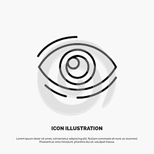 Eye, Find, Look, Looking, Search, See, View Line Icon Vector