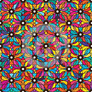 Eye flower colorful symmetry seamless pattern