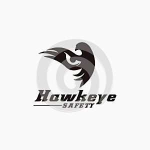 Eye and flying hawk logo icon vector template