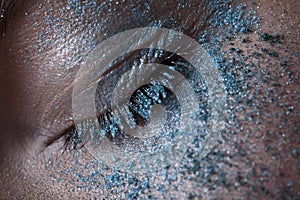 Eye with Frosted Blue Eyeshadow