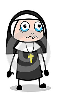 Eye with Full of Tears - Cartoon Nun Lady Vector Illustration