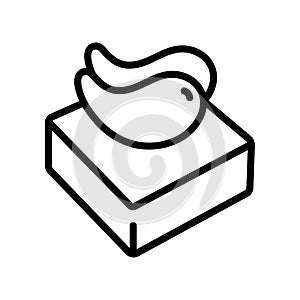 Eye gel patches box line icon. Linear logo for cosmetics. Simple illustration of eye mask. Contour isolated vector sign on white
