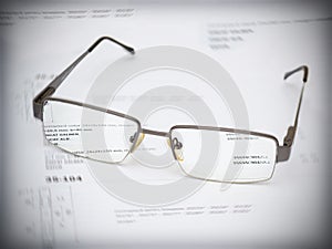 Eye glasses corrected view through photo