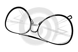 Eye glasses sketch on a white background .
