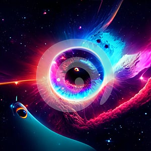 Eye of God in space. 3d rendering, 3d illustration. Generative AI