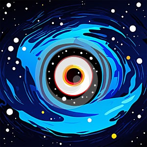 Eye of God in space. Vector illustration on a dark background. Generative AI