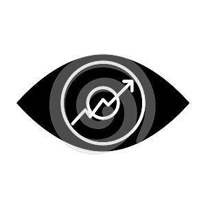 Eye with graph solid icon. Growth diagram in the eye illustration isolated on white. Chart and eye glyph style design