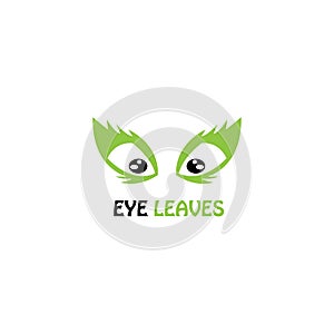 Eye, green leaf logo illustration of a vector design template