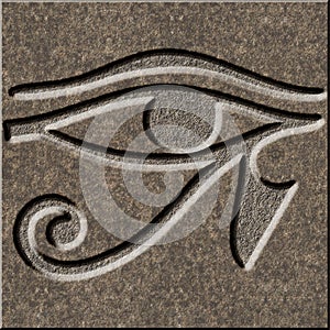 Eye of Horus chiseled in granite