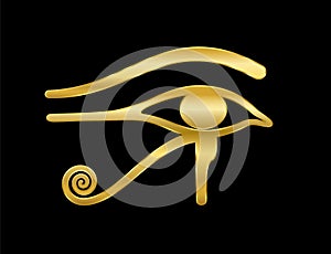 3010 Eye Of Horus Golden Symbol Black Background photo