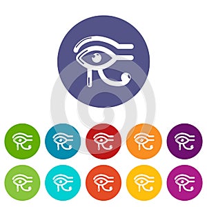 Eye horus icons set vector color