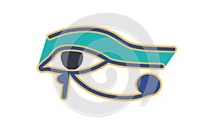 Eye of Horus or Wadjet, ancient Egyptian hieroglyphic sign or logograph isolated on white background. Historical