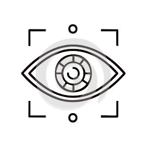 Eye Icon with Focus Frame in Outline Style for Technology and Security