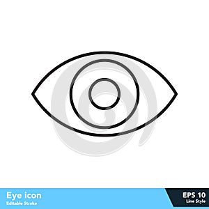 Eye icon in line style, with editable stroke eps 10