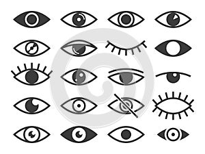 Eye icon. Medicine supervision health eyes, look and vision, sleep. Observe and eyeball lens, optical visible, pictogram