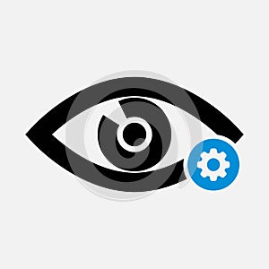 Eye icon with settings sign. Eye icon and customize, setup, manage, process symbol