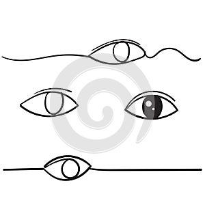 Eye icon. Symbol of vision. Linear vector doodle