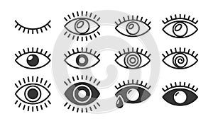 Eye Icons Collection Range From Simple Lined Depictions To More Detailed Designs With Decorative Elements