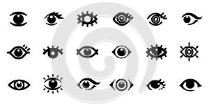 Eye icons. Eye logo vision abstract logo design. Optics clinic research , supervision and searching signs.