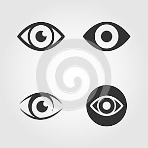 Eye icons set, flat design