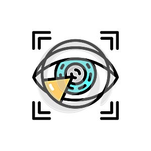 Eye identification color line icon. ID and verifying person.