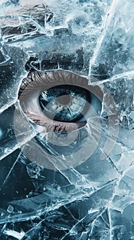 Eye inside stark ice abstract