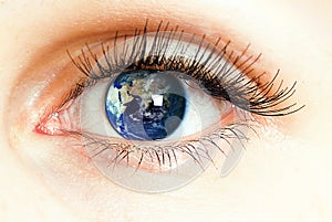 Eye integrated with the world map.