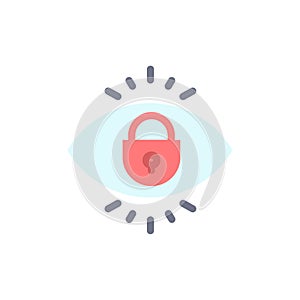 Eye, Internet, Security, Lock  Flat Color Icon. Vector icon banner Template