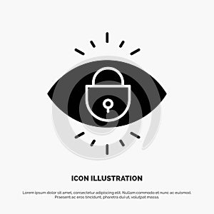 Eye, Internet, Security, Lock solid Glyph Icon vector