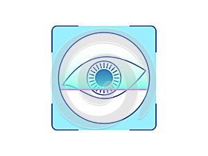 Eye iris recognition, icon. Biometric scanning system for human eye, interface of person identification