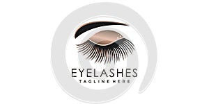 Eye lashes logo design concept Premium Vector