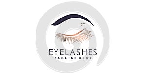 Eye lashes logo design concept Premium Vector