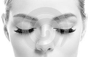 Eye lashes woman beauty face macro monochrome