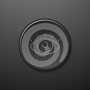 Eye Line Icon. Black Push-Button