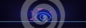 Eye line icon. Look or Optical Vision sign. Neon light glow effect. Vector