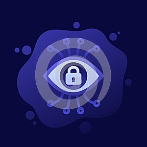 eye and lock, privacy protection icon, vector