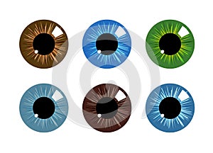 Eye logo iris pupil icon. Flat health hospital ophthalmologist eye logo