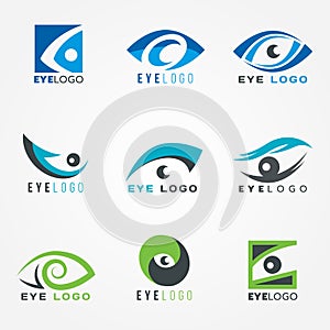 Eye logo sign vector set graphic design