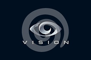 Eye Logo Vision Abstract Design vector template 3D style. Ophtalmology Clinic Optical Media Video Logotype concept icon