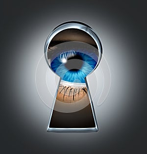 Eye Looking Through A Keyhole photo