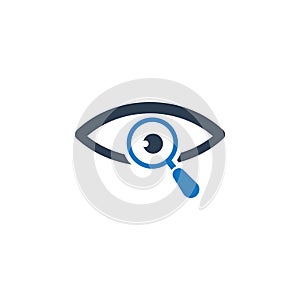 Eye with magnifying glass icon. Meticulous Design Proofreading Icon.