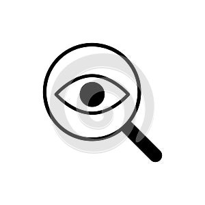 Eye with magnifying glass icon. Search sign. Review symbol.