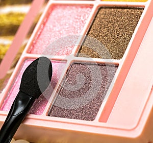 Eye Makeup Brush Shows Beauty Product And Cosmetology