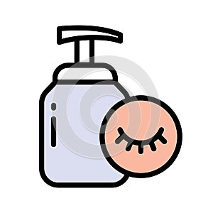 Eye makeup remover color icon. Delicate liquid for clean eye from cosmetic. Beauty procedure