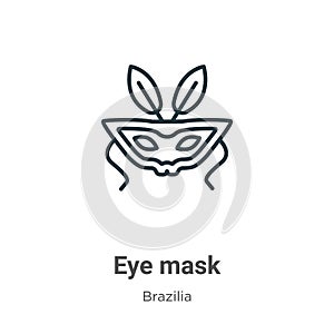 Eye mask outline vector icon. Thin line black eye mask icon, flat vector simple element illustration from editable brazilia photo