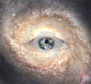 Eye in midst of Galaxy with Earth