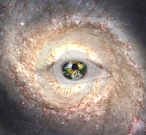 Eye in midst of Galaxy with Earth Reflection
