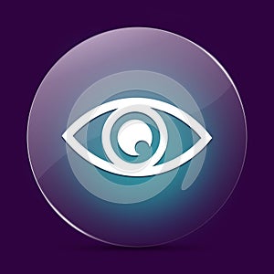 Eye moonlight glass round button abstract on a dark purple background