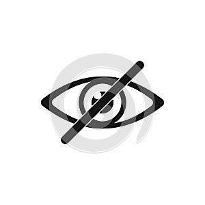Eye no sign or icon isolated vector element. Flat eye no for concept design.Vector flat illustration. Eye icon vector
