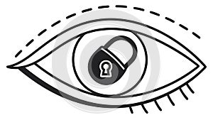 Eye with Padlock, Digital Security and Privacy, vector design Generative AI